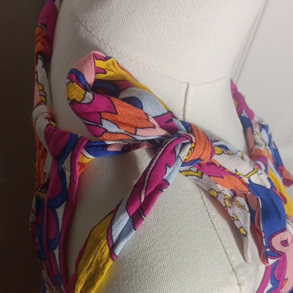 Trina Turk Sevilla Asymmetric Swimsuit Cover Up Midi Dress In Vibrant Colors - Picture 8 of 14